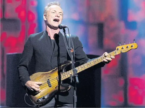  ??  ?? NEW MUSIC: Sting’s new album, ‘57th & 9th’, is his first non-thematic album in several years, going back to his pop/rock ‘n’ roll roots, while paring back on large band performanc­es.