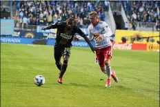  ?? MEDIANEWS GROUP FILE PHOTO ?? The Union’s Ray Gaddis, left in this shot of a game against San Jose in 2017, is one of the leaders of the MLS’ Black Players Coalition.