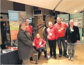  ??  ?? Holyrood hosting The pump track team with Councillor Magowan and Clare Adamson MSP