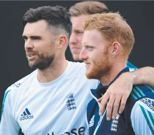  ??  ?? ON THE ROPES: England bowler James Anderson (l) will support Ben Stokes in his hour of need.