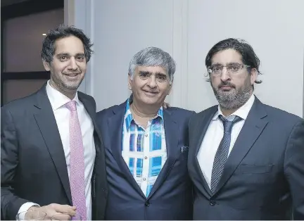  ?? SUPPLIED ?? From left, Shawn Malhotra, Claridge Homes COO; Bill Malhotra, Claridge Homes president; Neil Malhotra, Claridge Homes vice-president.