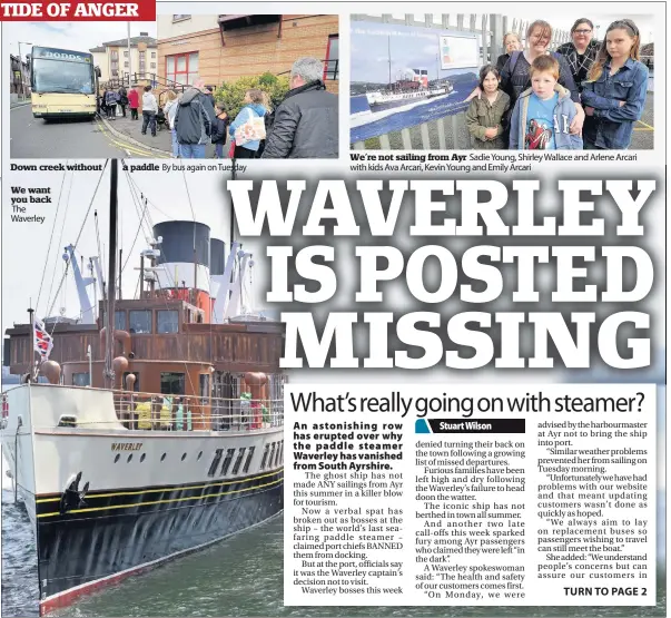  ??  ?? Down creek without We want you back The Waverley a paddle By bus again on Tuesday We’re not sailing from Ayr Sadie Young, Shirley Wallace and Arlene Arcari with kids Ava Arcari, Kevin Young and Emily Arcari