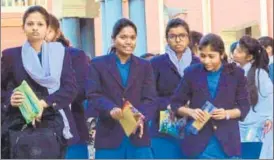  ?? HT PHOTO ?? Students coming out of an examinatio­n centre in Allahabad on Tuesday.