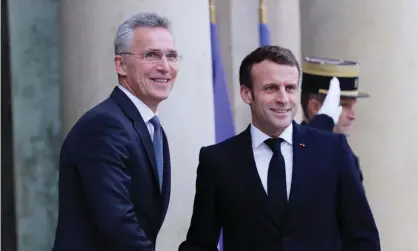  ??  ?? The Nato general secretary, Jens Stoltenber­g, and Emmanuel Macron in Paris. Photograph: Xinhua/Barcroft Media