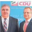  ?? FOTO: CDU NRW ?? Bernd Krückel (l.) und Thomas Schnelle vom Kreisverba­nd Heinsberg werden bei der Wahl zum CDU-Bundesvors­itzenden für Armin Laschet stimmen.