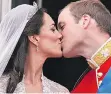  ?? JOHN STILLWELL/GETTY IMAGES ?? Catherine Middleton and Prince William on their wedding day.