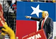  ?? AP PHOTO/EVAN VUCCI ?? President Donald Trump speaks Monday during a campaign rally for Sen. Ted Cruz, R-Texas, at Houston Toyota Center.