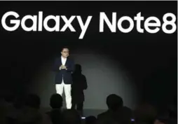  ?? LEE JIN-MAN/THE ASSOCIATED PRESS ?? Koh Dong-jin, president of mobile business at Samsung Electronic­s, said market response to the Galaxy Note 8 beat its expectatio­ns despite its higher price.
