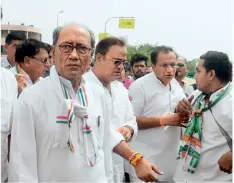  ??  ?? MARCH PAST Digvijaya Singh during a 2015 protest against the Vyapam scam in MP