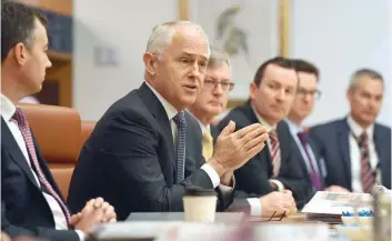  ?? — Reuters ?? Australian Prime Minister Malcolm Turnbull speaks to state and territory leaders during a meeting of the Council of Australian Government­s (COAG) at Parliament House in Canberra on Thursday.