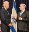  ?? Archivfoto: dpa ?? Als Vize‰Präsident traf Joe Biden Premier Benjamin Netanjahu öfters.