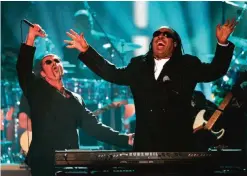  ??  ?? In this April 10, 1997, file photo, George Michael, left, and Stevie Wonder perform ‘Living for the City’ at the ‘4th annual VH1 Honors’ in Universal City, Calif.