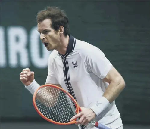  ??  ?? 0 Andy Murray celebrates winning his match against Robin Haase in Rotterdam. His second round match is this afternoon