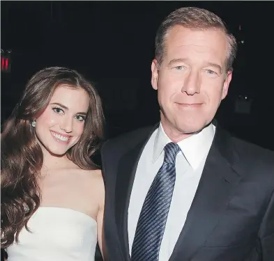  ?? STARPIX, DAVE ALLOCCA, FILE / THE ASSOCIATED PRESS FILES ?? Allison Williams with her father, TV journalist Brian Williams, at the 2012 premiere of Girls. As a child, she often went with her parents to showbiz parties. “I got to observe the whole world early, so I didn’t romanticiz­e any of it.”