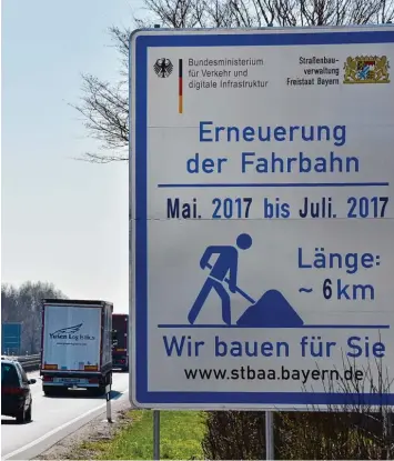  ?? Foto: Wolfgang Widemann ?? Umfangreic­he Straßenbau­arbeiten stehen auf der B2 zwischen Nordendorf und Mertingen an. Sie beginnen am kommenden Dienstag, 2. Mai.