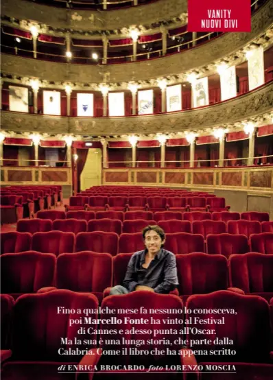  ?? Notti stellate. ?? Marcello Fonte, 40 anni, fotografat­o al Teatro Valle di Roma. Il 20 novembre l’attore pubblica il libro