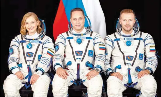  ?? ROSCOSMOS | CANAL 1 DE RUSIA ?? Yulia Peresild, Anton Shkáplerov y Klim Shipenko.