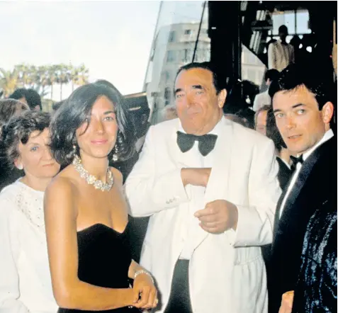  ??  ?? Ghislaine Maxwell with brother Ian, father Robert and mother Elizabeth, and, below, with Jeffrey Epstein