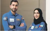  ?? Chris Whiteoak / The National ?? Mohammed Al Mulla, left, and Nora Al Matrooshi could be eligible for Moon missions