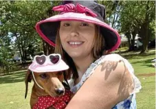  ??  ?? Kaylene Schultz and her dog Ruby wear matching hats.