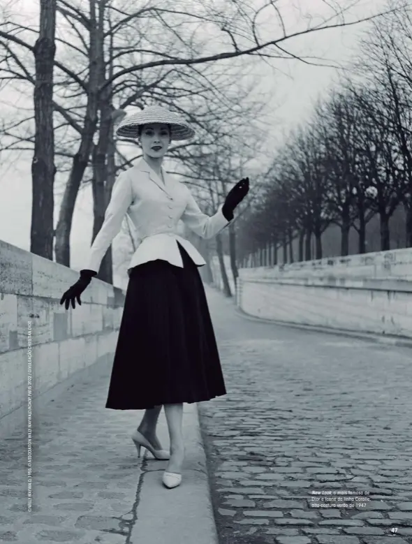  ?? ?? New Look, o mais famoso de Dior e ícone da linha Corolle, alta-costura verão de 1947