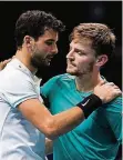  ?? FOTO: RTR ?? Grigor Dimitrow (li.) und David Goffin nach dem Finale.