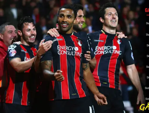  ?? Foto: GETTY IMAGES ?? Callum Wilson gjorde ett av målen mot Bolton i näst sista omgången av The Championsh­ip i april, matchen som betydde avancemang för Bournemout­h.