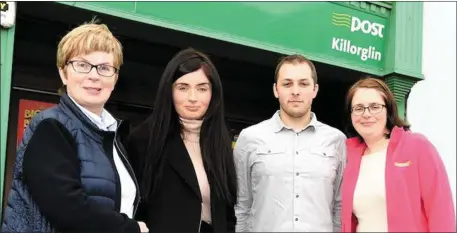  ??  ?? Nora O’Sullivan Looney with her two daughters Emer and Aoife and Oliver Berry staff members at Killorglin Post Office.