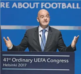  ??  ?? Gianni Infantino is trying to make his first World Cup as FIFA President a success Photo: AP