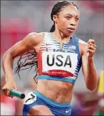  ?? Christian Petersen / Getty Images ?? Allyson Felix broke a tie with Carl Lewis when she won gold Saturday with the 1,600-meter relay team. She has 11 Olympic medals, seven gold.