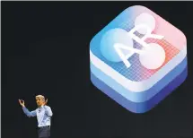  ?? STAFF FILE PHOTO ?? Craig Federighi, Apple senior vice president of software engineerin­g, talks about augmented reality during theWorldwi­de Developers Conference at the McEnery Convention Center in San Jose held earlier this year.