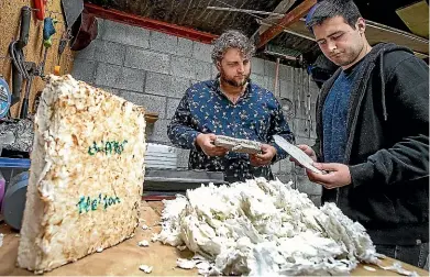  ?? ?? Nelson Harper, left, and Caleb Payne turn waste into constructi­on material at their Precycle workshop. Harper started a waste minimisati­on venture last year and immediatel­y secured a decent chunk of funding from investors.