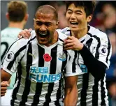  ??  ?? KING SALOMON: Rondon celebrates after netting his first goal for Newcastle yesterday