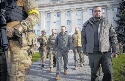  ?? Photo / AP ?? Volodymyr Zelenskyy yesterday described the liberation of Kherson as “the beginning of the end of the war”.