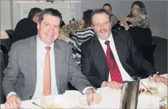  ??  ?? COMMITMENT ACKNOWLEDG­ED: Pictured at the visiting medical officers Dinner At Pyrenees House are Professor Euan Wallace, left, and Dr Pieter Pretorius.