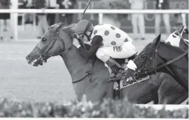  ?? LAUREN KING Coglianese photos ?? Hall of Fame jockey John Velazquez guides Souper Tapit to a half-length victory in the $200,000 Sunshine Millions Classic on Saturday at Gulfstream Park.