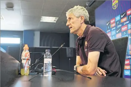  ?? FOTO: FCB ?? Quique Setién volvió a ofrecer la rueda de prensa de manera telemática, debido a las nuevas normas de seguridad de LaLiga