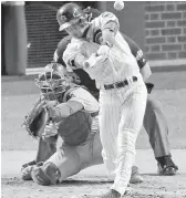  ?? AP ?? Chicago shortstop Addison Russell hits a double during Saturday’s second inning.