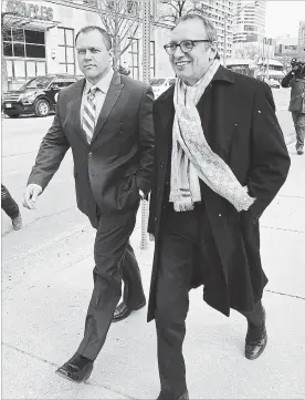  ?? BETSY POWELL/TORONTO STAR ?? Top photo: Craig Ruthowsky ,left, with his lawyer Greg Lafontaine. Bottom photo: Const. Ken Lam, left, with his father David.