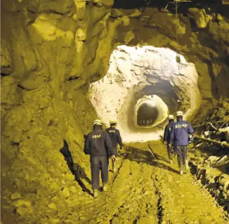  ??  ?? RESCUE OPERATIONS going on inside the Tapovan Tunnel on February 16, following a massive flash flood on February 7 in Chamoli district of Uttarakhan­d.