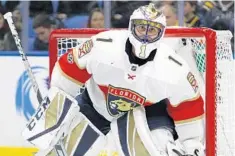  ?? JEFFREY T. BARNES/AP ?? Panthers goalie Roberto Luongo passed Curtis Joseph for sole possession of fourth place on the all-time wins list. Luongo now has 455 victories.