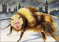  ??  ?? CREATIING A BUZZ: Above Caroline Sykes’ portrait of Boris Johnson as a bee and below right, Nigella Lawson as a horse