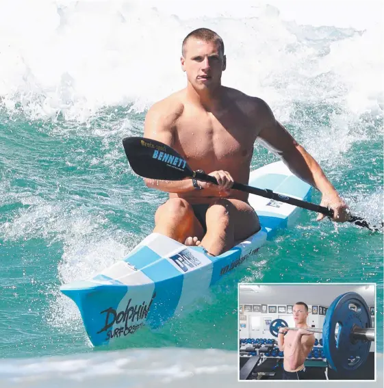  ?? Picture: RICHARD GOSLING ?? Jackson Collins has returned from Sydney to compete for the North Burleigh Surf Club this season.