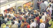  ??  ?? Delhi Metro, used by 27 lakh people every day, is set to implement its second fare revision in eight years on Tuesday. HT FILE
