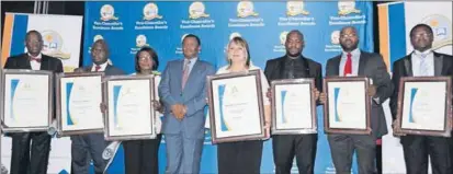  ?? Photo: Supplied ?? Top researcher­s and outstandin­g teachers honoured by the vice-chancellor and principal, Professor Mahlo Mokgalong (fourth from left) during the VC’s Research, Teaching and Learning Excellence Awards.