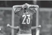  ?? Antonio Calanni / Associated Press ?? Italy's Alessandro Bastoni reacts after his team was eliminated during World Cup qualifying.