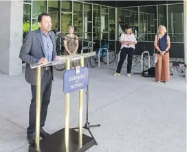  ?? DARREN STONE, TIMES COLONIST ?? University of Victoria president Jamie Cassels leads a news conference about changes in the wake of the Bamfield Main bus crash that claimed the lives of two students on Sept. 13, 2019.