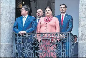  ?? KARINA DEFAS / EXPRESO ?? Ministros. Félix Wong, Loffredo, Palencia y Gushmer, en Carondelet.