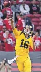  ??  ?? JARED GOFF WAS on target most of the night, throwing for 292 yards and three touchdowns with no intercepti­ons.