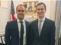  ?? (Twitter) ?? BRAZILIAN CONGRESSMA­N Eduardo Bolsonaro meets White House senior adviser Jared Kushner in Washington.